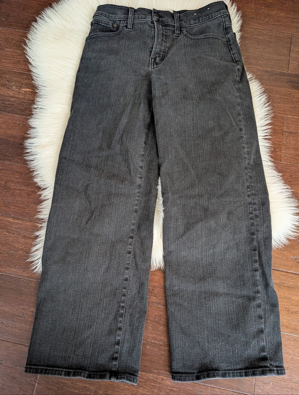 Madewell The Perfect Vintage Wide Leg Jeans Black Denim Cotton Size 28P